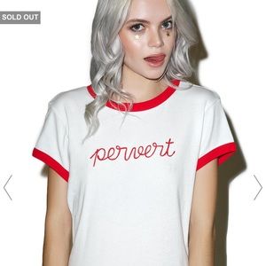 Pervert Ringer Tee by Danielle Guizio